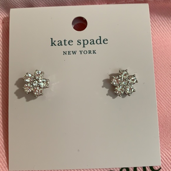 🥳HOST PICK 🥳Kate Spade flower stud earrings clear/silver 14k plated earrings